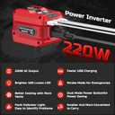 220W Power Inverter Compatible with Milwaukee 18V Battery, DC 18V to AC 110V Battery Inverter, Power Station Generator with 1 AC Outlet, 2 USB Ports & 1 Type-C Fast Charging, 400LM LED Work Light