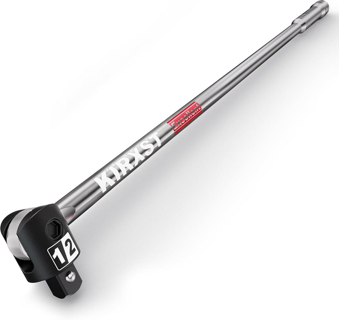 25-Inch 1/2 Drive Breaker Bar, 250 Rotatable Head, Heavy Duty Extension Breaker Bar, Ball Lock Function, Laser Marking, Mechanical Work, Automobile and Motorcycle Maintenance and Repair
