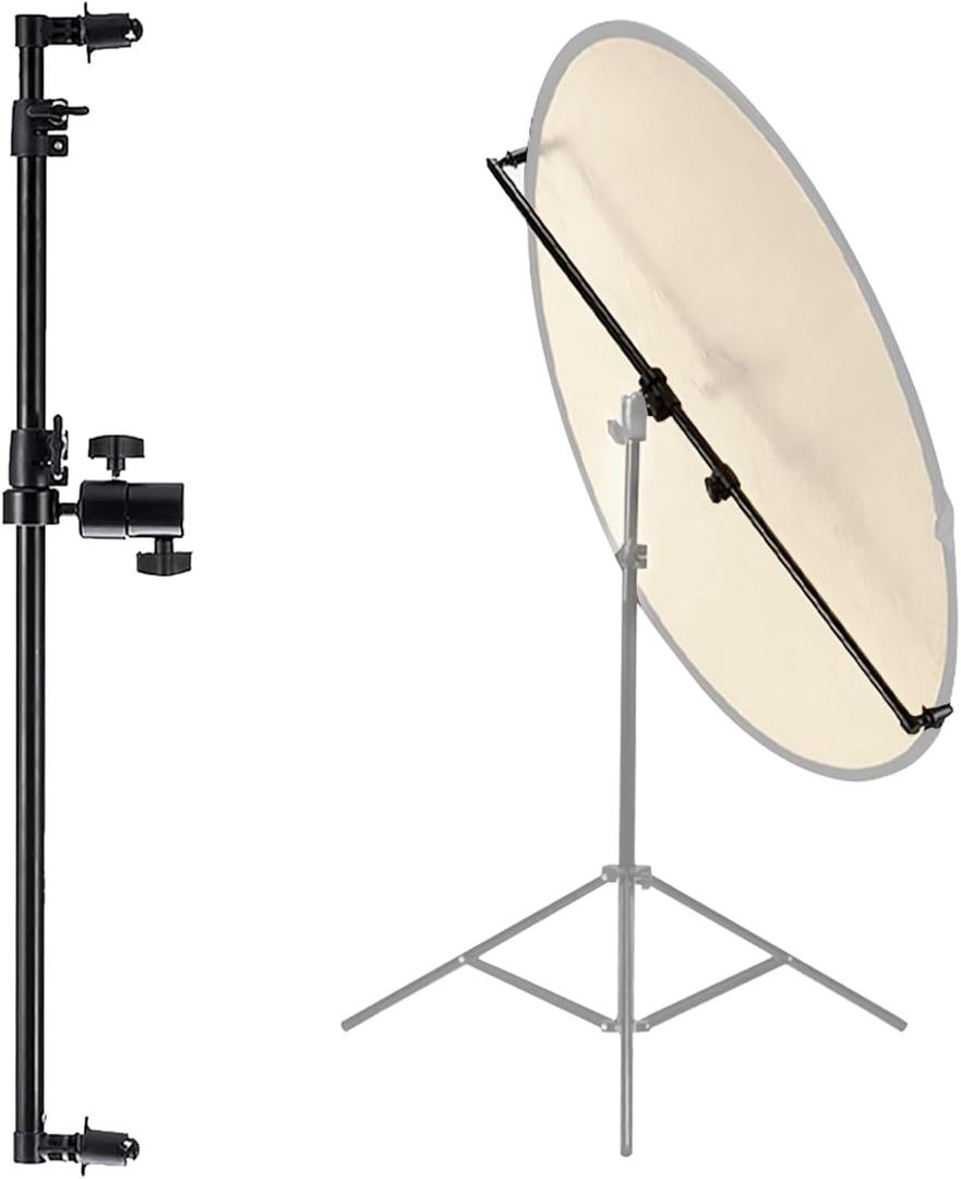 Extendable Reflector Holder Arm with 78.7"/2m Tripod Light Stand, Photo Telescopic 25.5" to 47.2" Boom Arm 360 Swivel Reflector Bracket for Product Portrait Studio Outdoor Photography