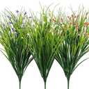 Melorca&Guilla Artificial Plants Outdoor 6PCS 23“ Fake Tall Grass,Fake Outdoor Plants,Faux Plants with Flowers for Garden Porch Window Box Shop Office Home Décor