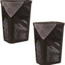 Mind Reader 60L Slim Laundry Hamper, Clothes Basket, Lid, Ventilated, Plastic, 17.25"L x 13.75"W x 23.5"H, Set of 2, Brown, 2-Pack
