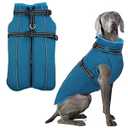 PUMYPOREITY Dog Coats for Large Dogs, Warm Dog Coat with Harness Built in, Reflective Jackets for Dogs, Waterproof Dog Snow Coat, Fleece Lined Winter Dog Jackets for Large Dogs, Labrador, Blue, XL