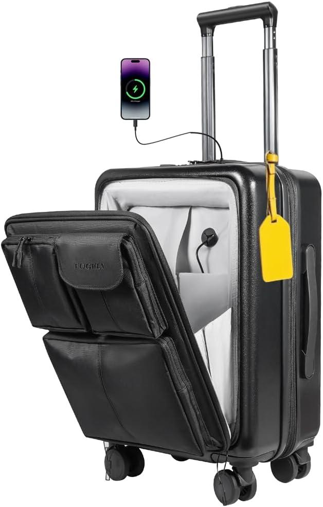 Carry On Luggage 22x14x9 Airline Approved  20 Inch Expandable Suitcase with Front Pocket, USB Charging Port, Spinner Wheels & TSA Lock