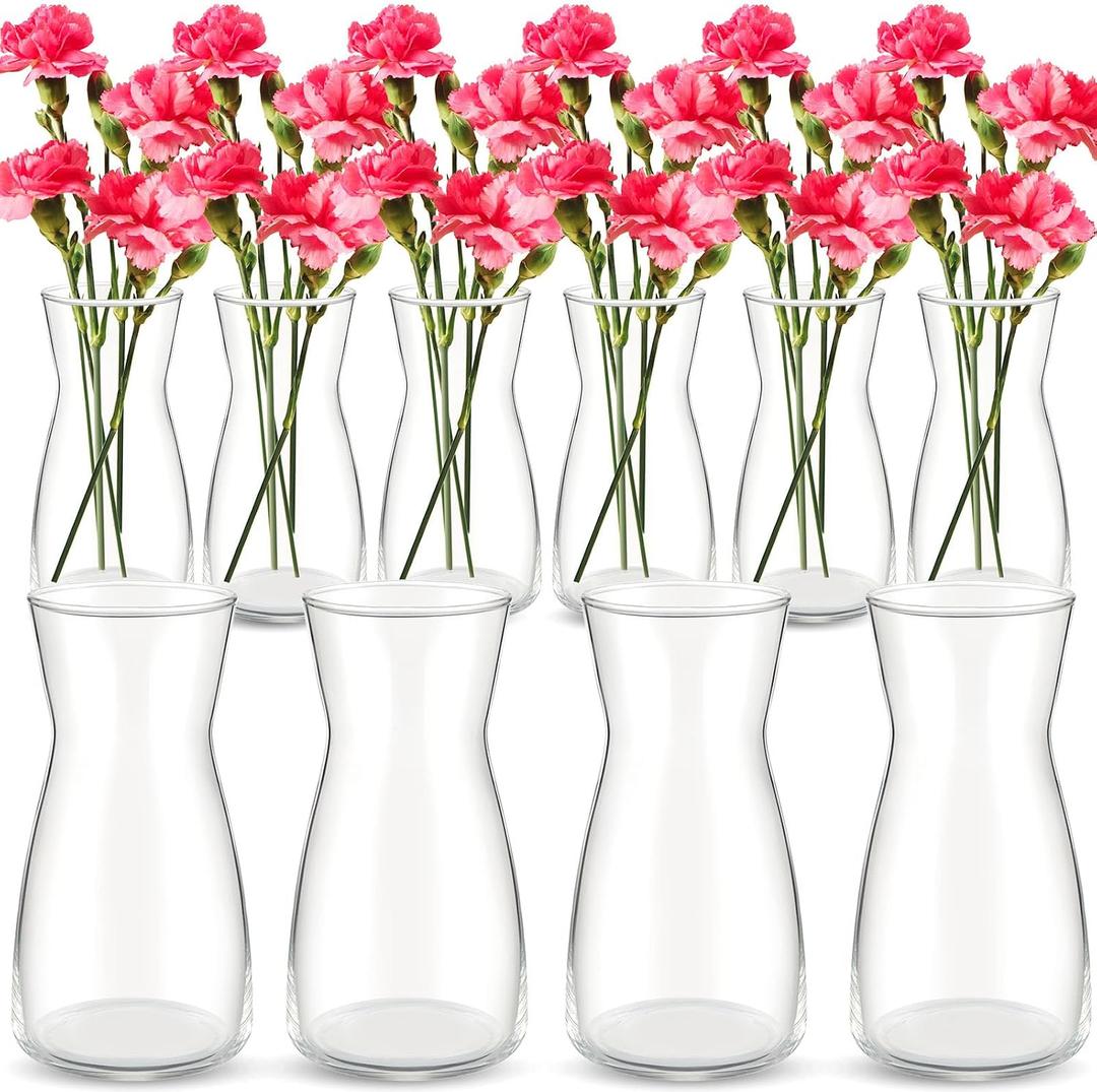 10 Pcs 8'' Tall Clear Glass Flower Vase for Bouquet, Clear