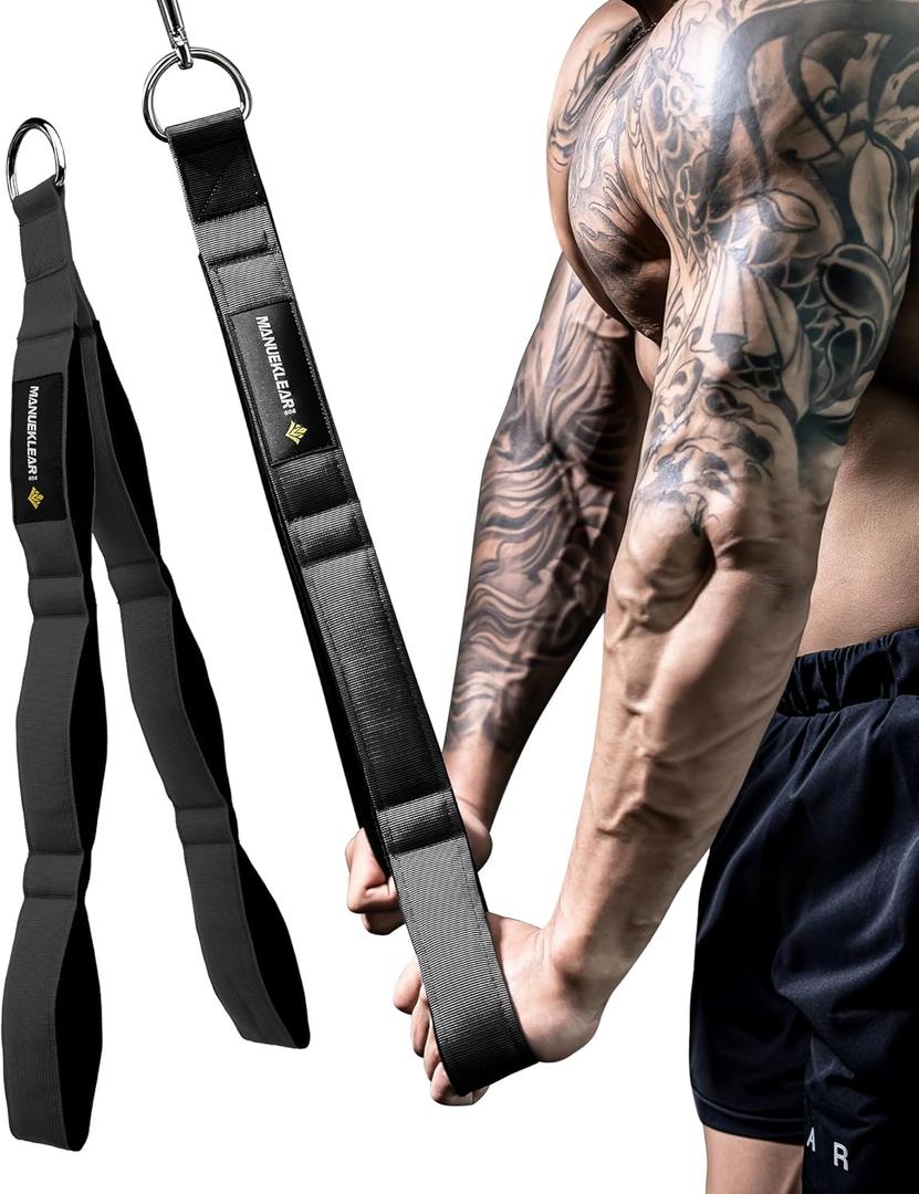 MANUEKLEAR Tricep Rope Cable Attachment Handles, Greater Range of Motion, Tricep Pull Down Rope for Push Downs, Crunches, Facepulls for Professional Gym (Black)