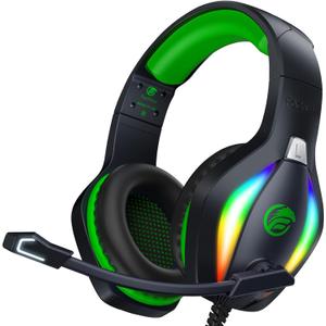 FC100 Gaming Headset with Microphone for PS4, PS5, Switch, Xbox, PC, Mac, Gamer Headset with RGB Light, Computer Headphones with Mic