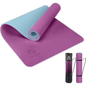 Yoga Mat Non Slip, Eco Friendly Fitness Exercise Mat with Carrying Strap,Pro Yoga Mats for Women,Workout Mats for Home, Pilates and Floor Exercises (Purple/Teal, Thickness-6mm) 0.24*24*72 Inches