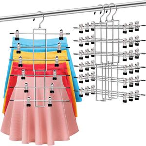 3 Pack Pants-Hangers-Space-Saving,6 Tier-Closet-Organizers-and-Storage Skirt Hangers with Clips,Closet-Organizer-Clothes-Organization-and-Storage Jeans Scarf Hangers,College-Dorm-Room-Essentials Decor