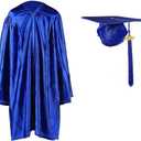 FtyFty Shiny Kindergarten Graduation Cap and Gown Set 24" (3'3"-3'5"), Royal Blue