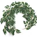 Ling's moment Italian Ruscus Greenery, 5.9ft Artificial Silk Real Touch Willow Leaf Garland, Fake Wispy Rustic Vine Stem Swag for Table Centerpieces Wedding Arch Decor, Dark Green