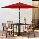 AreShark 7.5FT Patio Umbrella Table Market Umbrella with 6 Sturdy Ribs, Button Tilt/Crank Heavy-Duty Round Outdoor Umbrellas for Garden, Deck, Backyard,and Pool, Red