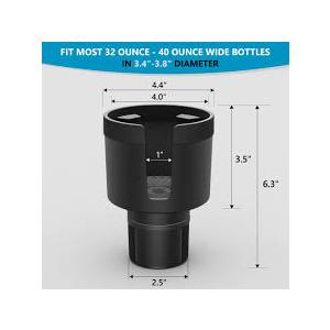Seven Sparta Cup Holder Expander with Phone Holder & Cable Access, 3-in-1 Car Organizer, Side Storage Box for Phone/Cards, Compatible with Yeti, Owala, Hydro Flasks & Large Bottles Mugs in 3.4"-3.8"