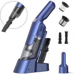 Handheld Vacuum Cordless, 24KPA Powerful Car Vacuum, Rechargeable, Charging Dock, Ergonomic Handle, 2-in-1 Crevice Tool, 1.8lb Portable Vacuum Cleaner with 2-Speed for Car, Home