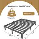 ITIMIDI 10 Inch Full Bed Frames, Platform Bed with Metal Gaskets, No Box Spring Needed, Heavy Duty Steel Slat Support, Anti-Slip Mattress Stopper, Round Corner Leg, Easy Assembly, Black