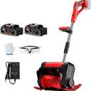 Brushless Cordless Snow Shovel Electric with Sled & Charger, Wireless Red Snow Thrower/Blower/Removal Tool Kit Powered by Lithium Battery x 2