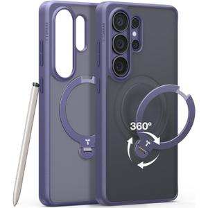 TORRAS Q3 Spin for Samsung Galaxy S26 Ultra Case, 360 Magnetic Stand, Compatible with Magsafe, Slim S26 Ultra Case with Kickstand, Aesthetic for Women, Translucent Frosted Purple