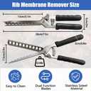 2026 Upgraded Rib Membrane Remover Thickened Stainless Steel, Rib Scraper with Ergonomic Full-Rubber Grip, Dishwasher Safe, Membrane Removal Tool with 2PCS Gloves, for Easy Meat Preparation