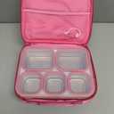 DaCool Stainless Steel Lunch Box Bento for Kids Adults Leakproof BPA-Free Metal Lunch Containers Tray 5-Compartment with Fork for Girls Food Snack Containers for School Outdoors, Pink