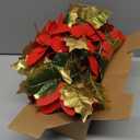 Glintoper Christmas Poinsettia Garland, 5.9 FT Lighted Artificial Garlands with 36 Red Flowers, Battery Operated with Timer Poinsettia String Lights, Light up for Xmas New Year Home Decor