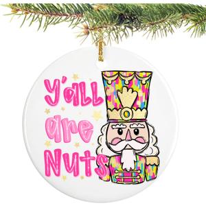 Nutcracker Christmas Ornaments for Christmas Tree Small Nut Cracker Ornament Ceramic Hanging Decorations Pink Nutcracker Ornaments for Holiday Xmas Decor Gift Exchanges Party Supplies(nuts1)