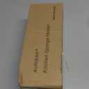 Sponge Holder for Kitchen Sink, Self-Draining Sink Caddy Organizer with Removable Brush Holder, Rustproof Metal Sponge Rack for Countertop, Fits Soap Dispenser & Scrubber, Black