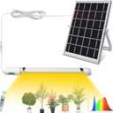 Bright Solar Powered Grow Light with Batteries Full Spectrum Growing LED Lamp for Outdoor Indoor Greenhouse All Stage Plants Waterproof Hanging Sunlike Growth Lights, Auto On Off, (Upgraded)