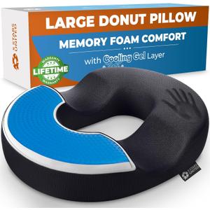 5 STARS UNITED Donut Pillow Hemorrhoid Tailbone Cushion  Large Chair Pad for Pain Relief  Coccyx, Prostate, Sciatica, Pelvic Floor, Pressure Sores, Pregnancy, Postpartum Recovery, Arctic Black