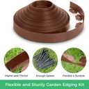 2-Inch x 80 FT Landscape Edging Border with 125 Spikes, Garden Edging Border Lawn Edging Kit, Plastic Edging for Landscape Flexible for Garden Flower Beds Lawn Yard Pathway (Brown)