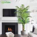 6ft Tall Triple Golden Cane Palm Artificial Tree Large Tropical Palm Tree UV Resistant Fake Plant in Pot for Indoor Outdoor Big House Living Room Outside Patio Office Home Decor 1Pack