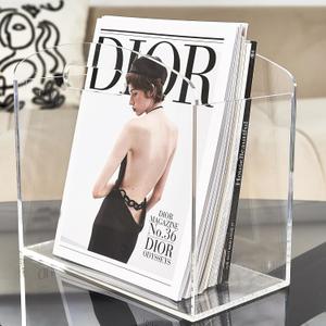 Magazine Rack - Clear Acrylic Magazine Holder, Acrylic Newspaper Stand Organizer with handles, Modern Lucite Magazine and Book Basket Box for Bathroom, Bedroom, Living Room and Office (Ultra Clear)