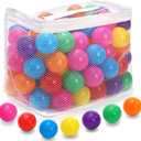 Goaste 100 Pack Small Ball Pit Balls for Kids, 2 Inch Plastic Playpen Balls with Storage Bag, Multi-Colored Bounce House Balls Crush Proof, BPA Free Swim Pit Fun Toy for Playhouse, Tent (7 Colors)