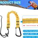 MECCANIXITY Retractable Tool Lanyard 2ft with Single Aluminum Buckle and Adjustable Loop End, Maximum Weight Limit 10KG / 22lb, Safety Fall Protection Tools Leash, Yellow 3 Pack