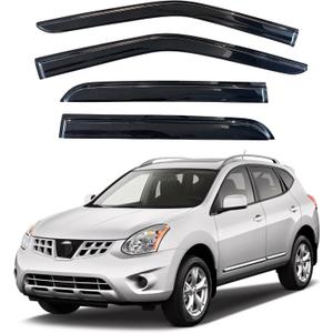 KPY Window Visor Rain Guard Compatible with Nissan Rogue 2009-2013 & Rogue Select 2014-2015, 4PC Side Window Vent Deflectors Tape-On Mugen Style, 2009 2010 2011 2012 2013 2014 2015