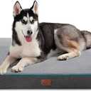 Bedsure Memory Foam Dog Beds Large Sized Dog, Orthopedic Crate Pads, 35x22 | Dual-layer Foam Mat for Optimal Support,Comfy Plush Flannel Fleece Pet Pillow , Removable Washable Cover, Nonslip Bottom，Grey