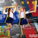 Jecery Set of 4 Halloween Clown Costume Cosplay Accessories Halloween Costume Full Uniform Set Cute Party Dress up Cosplay for Themed Parties Bow Hairpin Fishnet Socks Baseball Bat