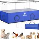 Pawaboo Small Animal Playpen, Pet Cage Tent with Breathable Mesh Wall and Bottom, Foldable Small Pet Enclosure for Puppy Kitten Rabbit Chicken Hamster Guinea Pig Indoor Outdoor Fence, Blue