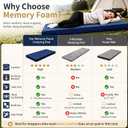 CYMULA Memory Foam Camping Mattress Pad,Sleeping Pad for Camping,Non-Slip Bottom Floor Car Mattress Bed with Retaining Portable Roll up Mattress Pad Mat for Travel Truck Guest Bed Tent