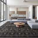 Ruaruarug Area Rug Non Slip Machine Washable Ultra Soft Living Room/Bedroom/Kitchen/Outdoor/Classroom, Black Grey, 9'12'