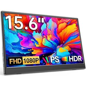 KQC Portable Monitor 15.6" 1080P FHD IPS Display, Ultra-Slim USB-C HDMI Travel Monitor with Kickstand, Zero Bezel Screen Extender for Laptop, Mac, Phone, PS, Xbox, Switch Gaming