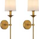 PASSICA DECOR Wall Sconce Set of 2 Hardwired Vintage Antique Brass Sconce Candle Wall Light for Bedroom Living Room Vanity Farmhouse Bathroom Hallway