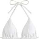Women's Bathing Suit Halter Triangle Swimsuit Bikini Top (White), M