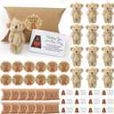 Libima 12 Sets Little Pocket Bear Hug Graduation Gifts Bulk Cute Mini Plush Bears Toy Stuffed Animals Pillow Boxes with Stickers and Tags for 2026 Grad Party Birthday Gift Wedding (Beige)