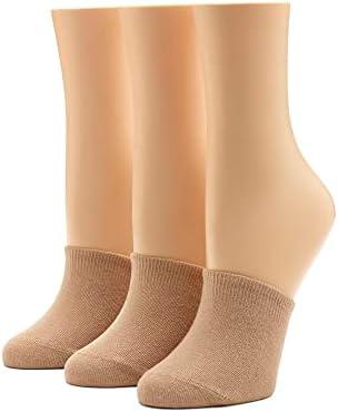HUE Women's Cotton Toe Topper Hidden Toe Cap Liner Socks 3 Pair Pack,  US Heel to Toe 4-10