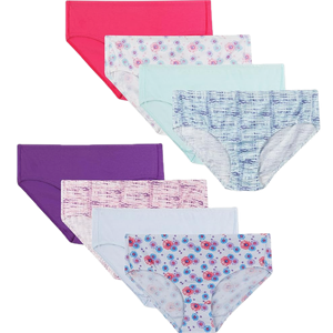 Hanes girls Organic Underwear, Brief & Hipster, Toddler & Girl Sizes, Pure Comfort Organic 100% Cotton Panties, 8-pack, 8 