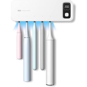 StarWin UV Toothbrush Dryer Holder, Fan Drying and Timer Function, Rechargeable Tooth Brush Holder Wall-Mounted for Bathroom, No Drilling, 5 Slots