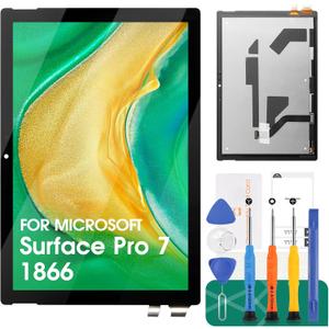 for Microsoft Surface Pro Screen Replacement for Microsoft Surface Pro 7 1866 LP123WQ2 LCD Display Touch Digitizer Touchscreen Faceplate Repair Kits 12.3"(Black)