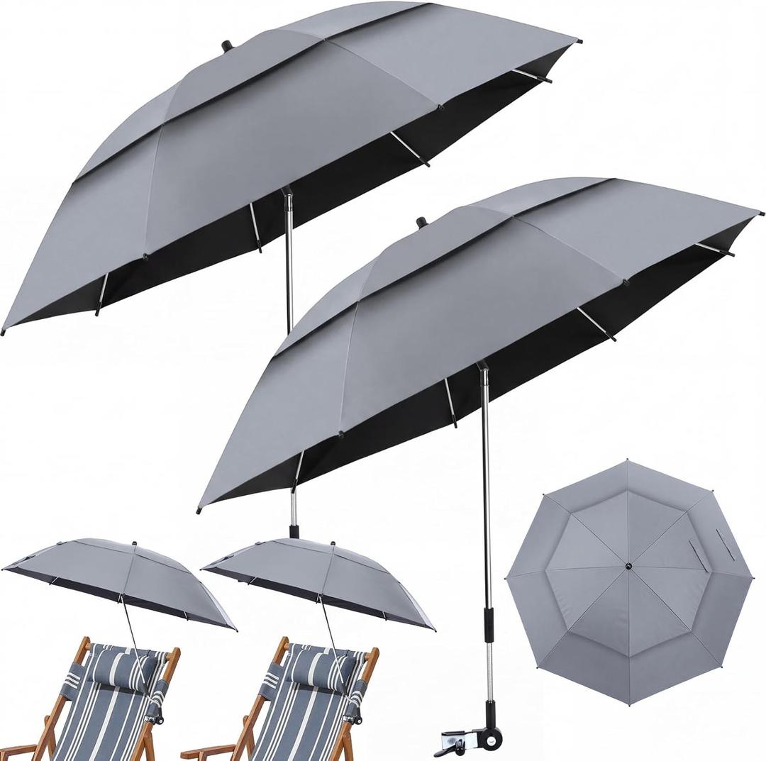 Nuanchu 2 Pack 49" Double Canopy Beach Umbrella with Clamp
