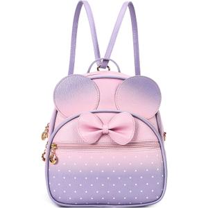 KL928 Girls Mini Backpack Bowknot Polka Dot Cute Daypacks Convertible Shoulder Bag Purse for Women (Pink#light Purple)