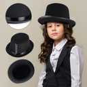 Kyson 5 Pieces Kids Historical Costume Black Top Hat Costume Set Historic Presidents Day Patriotic for Halloween Dress Up (Set A)