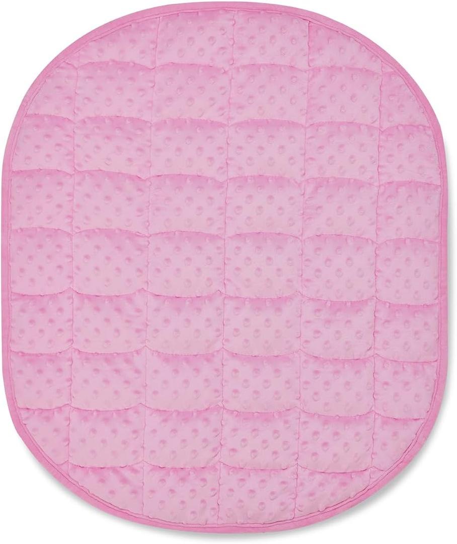TONGDADA Weighted Lap Blanket 7 Lbs for Adult, Perfect for Relaxation, Lounging, Napping, Sleeping & Travel, Luxury Minky Weighted Body Blanket, Weighted Throw Blanket-Pink Minky Dot, 29" x 24"